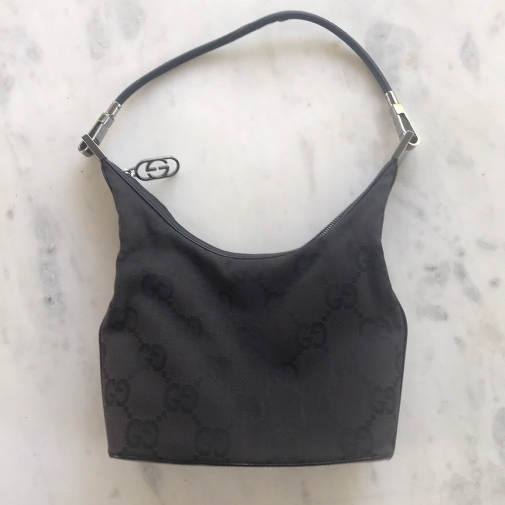 Gucci double G pattern black purse